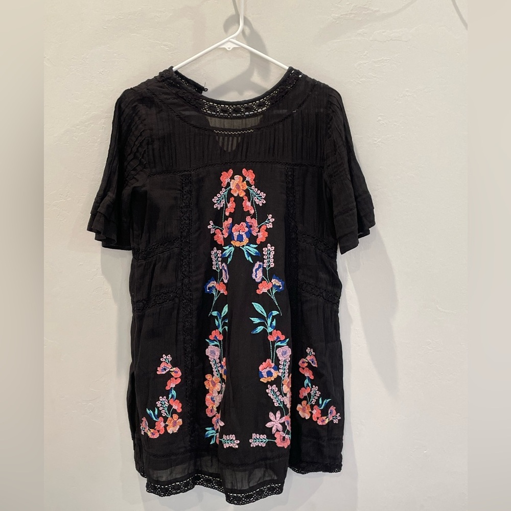 Free People Embroidered Mini Dress - Size XS